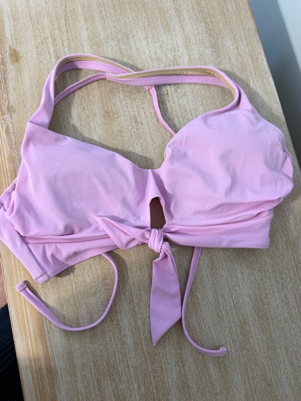 Light Pink Bandeau Tie-Front Bikini Top